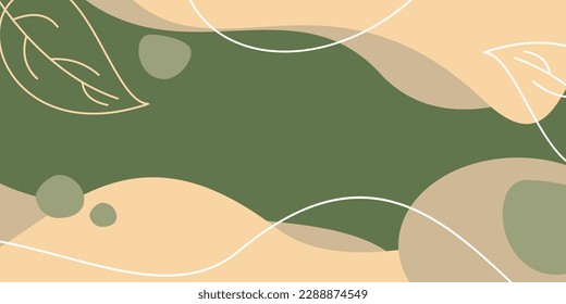 earth day background green color abstract shapes, waves and leaves pattern with free space for text. Template for banners, posters, social media