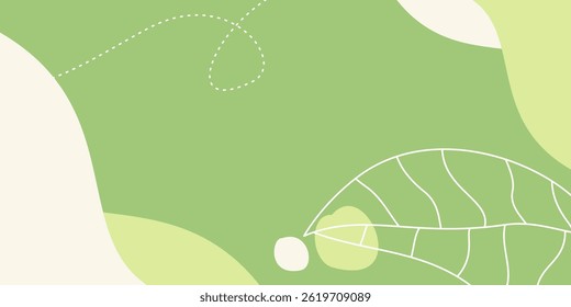 Earth day background green colors abstract shapes, waves and leaves pattern with empty space for text.