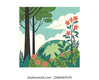 Earth Day Background Illustration, Ecology and Nature Vector Design for Environment