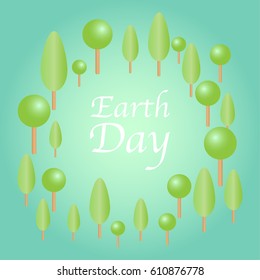 Earth Day background, background with tree frame and copy space, vector illustration