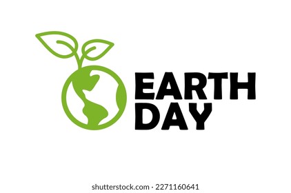 Earth Day badge design concept. Vintage Style. Global ecology protection. Planet icon design with plant. Save the environment.