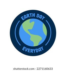 Earth day badge. Save the planet sticker. World Environment Day symbol.