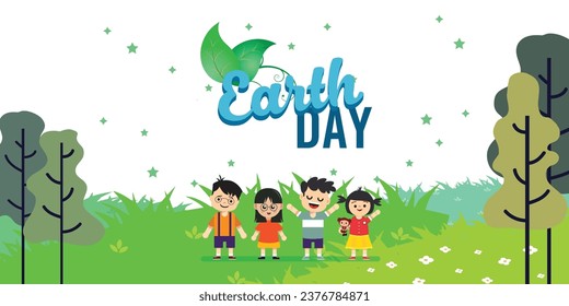 Earth day banner design vector editable art ecology 