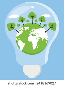 Earth Day banner. green planet earth with leaves. Vector illustration