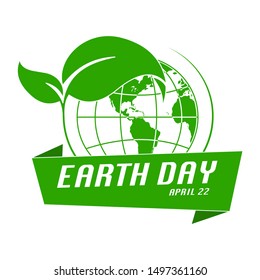 Earth Day banner. Happy earthday flat logo. Save the planet earth concept. 