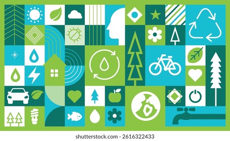 Earth day banner. Vector concept for graphic and web design, business presentation, marketing and print material, sustainable environment management. Social media. Green template infographic.