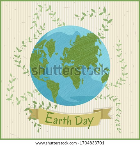 Earth Day banner. Vector illustration in hand drawn vintage style. 22 April celebration