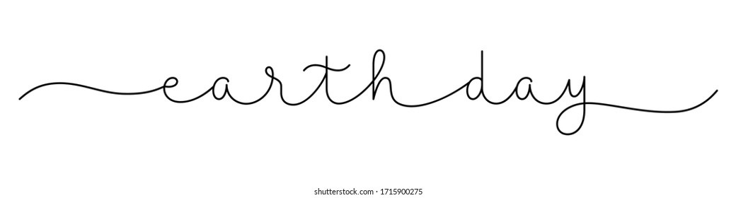 EARTH DAY black vector monoline calligraphy banner with swashes