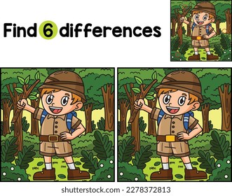 Earth Day Boy in Forest Find The Differences