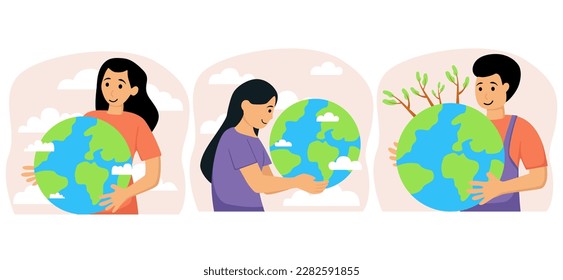 Ilustración plana del paquete del Día de la Tierra