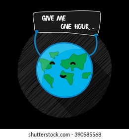 Earth Day card.One hour. Vector illustration