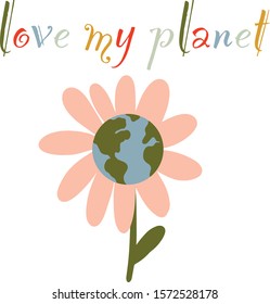 Earth day card template. Vector postcard layout.love my planet