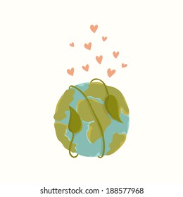 Earth day card template. Vector postcard layout. 