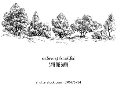 Earth day card, trees sketch