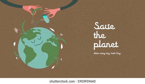 Earth Day. Caring for Nature. International Mother Earth Day. Environmental problems and environmental protection. Flat vector illustration.