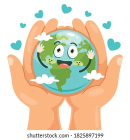 Earth Day With Cartoon Character
