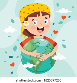 Earth Day With Cartoon Character