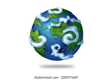 Earth day. Cartoon planet earth on white background. Inter national Mother Earth Day. Environmental problem and environmental protection. Vector illustration. Caring nature.