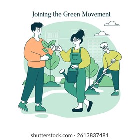 Earth Day celebrates the green movement through community involvement. People engage in planting activities, promoting sustainability and environmental awareness, fostering a healthier planet for all