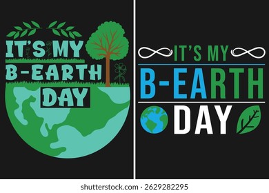 Projeto de celebração do dia da Terra com gráficos de árvores e do mundo