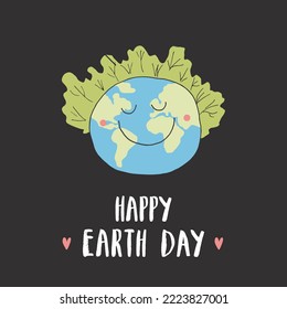 Earth Day celebration greeting card, Happy Earth Day lettering. Vector illustration.