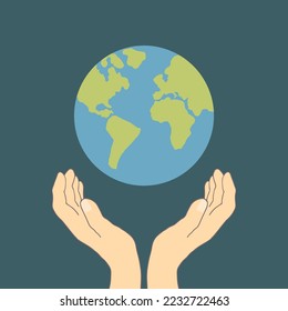 Earth Day celebration greeting card, Happy Earth Day lettering. Vector illustration.
