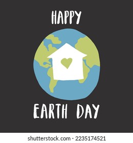 Earth Day celebration greeting card, Happy Earth Day lettering. Vector illustration.