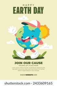 Earth Day Celebration. Happy earth day Background. April 22. Vector illustration design Template for Poster, Banner, Flyer, Card, Post, Cover, Campaign, Event. Save the Earth concept. go green.