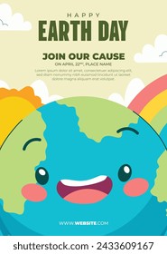 Earth Day Celebration. Happy earth day Background. April 22. Vector illustration design Template for Poster, Banner, Flyer, Card, Post, Cover, Campaign, Event. Save the Earth concept. go green.