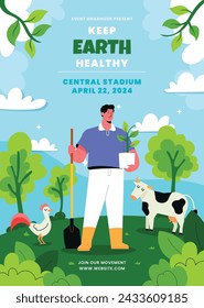 Earth Day Celebration. Happy earth day Background. April 22. Vector illustration design Template for Poster, Banner, Flyer, Card, Post, Cover, Campaign, Event. Save the Earth concept. go green.