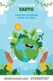 Earth Day Celebration. Happy earth day Background. April 22. Vector illustration design Template for Poster, Banner, Flyer, Card, Post, Cover, Campaign, Event. Save the Earth concept. go green.