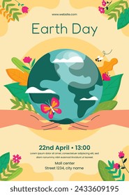 Earth Day Celebration. Happy earth day Background. April 22. Vector illustration design Template for Poster, Banner, Flyer, Card, Post, Cover, Campaign, Event. Save the Earth concept. go green.