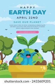 Earth Day Celebration. Happy earth day Background. April 22. Vector illustration design Template for Poster, Banner, Flyer, Card, Post, Cover, Campaign, Event. Save the Earth concept. go green.