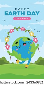 Earth Day Celebration. Happy earth day Background. April 22. Vector illustration design Template for Poster, Banner, Flyer, Card, Post, Cover, Campaign, Event. Save the Earth concept. go green.