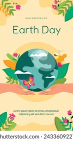 Earth Day Celebration. Happy earth day Background. April 22. Vector illustration design Template for Poster, Banner, Flyer, Card, Post, Cover, Campaign, Event. Save the Earth concept. go green.