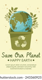 Earth Day Celebration. Happy earth day Background. April 22. Vector illustration design Template for Poster, Banner, Flyer, Card, Post, Cover, Campaign, Event. Save the Earth concept. go green.