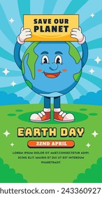 Earth Day Celebration. Happy earth day Background. April 22. Vector illustration design Template for Poster, Banner, Flyer, Card, Post, Cover, Campaign, Event. Save the Earth concept. go green.