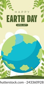 Earth Day Celebration. Happy earth day Background. April 22. Vector illustration design Template for Poster, Banner, Flyer, Card, Post, Cover, Campaign, Event. Save the Earth concept. go green.