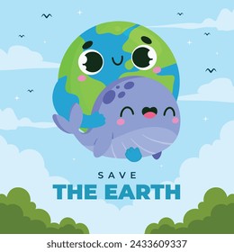 Earth Day Celebration. Happy earth day Background. April 22. Vector illustration design Template for Poster, Banner, Flyer, Card, Post, Cover, Campaign, Event. Save the Earth concept. go green.