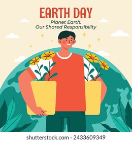 Earth Day Celebration. Happy earth day Background. April 22. Vector illustration design Template for Poster, Banner, Flyer, Card, Post, Cover, Campaign, Event. Save the Earth concept. go green.