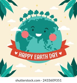 Earth Day Celebration. Happy earth day Background. April 22. Vector illustration design Template for Poster, Banner, Flyer, Card, Post, Cover, Campaign, Event. Save the Earth concept. go green.