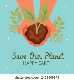 Earth Day Celebration. Happy earth day Background. April 22. Vector illustration design Template for Poster, Banner, Flyer, Card, Post, Cover, Campaign, Event. Save the Earth concept. go green.