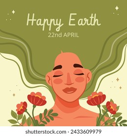 Earth Day Celebration. Happy earth day Background. April 22. Vector illustration design Template for Poster, Banner, Flyer, Card, Post, Cover, Campaign, Event. Save the Earth concept. go green.