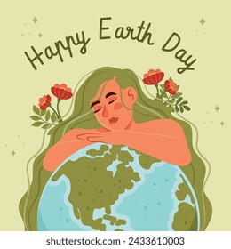 Earth Day Celebration. Happy earth day Background. April 22. Vector illustration design Template for Poster, Banner, Flyer, Card, Post, Cover, Campaign, Event. Save the Earth concept. go green.