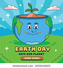 Earth Day Celebration. Happy earth day Background. April 22. Vector illustration design Template for Poster, Banner, Flyer, Card, Post, Cover, Campaign, Event. Save the Earth concept. go green.
