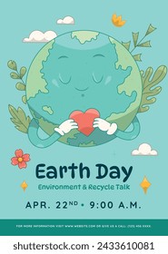 Earth Day Celebration. Happy earth day Background. April 22. Vector illustration design Template for Poster, Banner, Flyer, Card, Post, Cover, Campaign, Event. Save the Earth concept. go green.