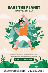 Earth Day Celebration. Happy earth day Background. April 22. Vector illustration design Template for Poster, Banner, Flyer, Card, Post, Cover, Campaign, Event. Save the Earth concept. go green.