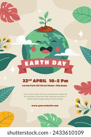 Earth Day Celebration. Happy earth day Background. April 22. Vector illustration design Template for Poster, Banner, Flyer, Card, Post, Cover, Campaign, Event. Save the Earth concept. go green.