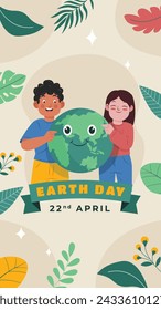 Earth Day Celebration. Happy earth day Background. April 22. Vector illustration design Template for Poster, Banner, Flyer, Card, Post, Cover, Campaign, Event. Save the Earth concept. go green.