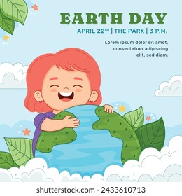 Earth Day Celebration. Happy earth day Background. April 22. Vector illustration design Template for Poster, Banner, Flyer, Card, Post, Cover, Campaign, Event. Save the Earth concept. go green.